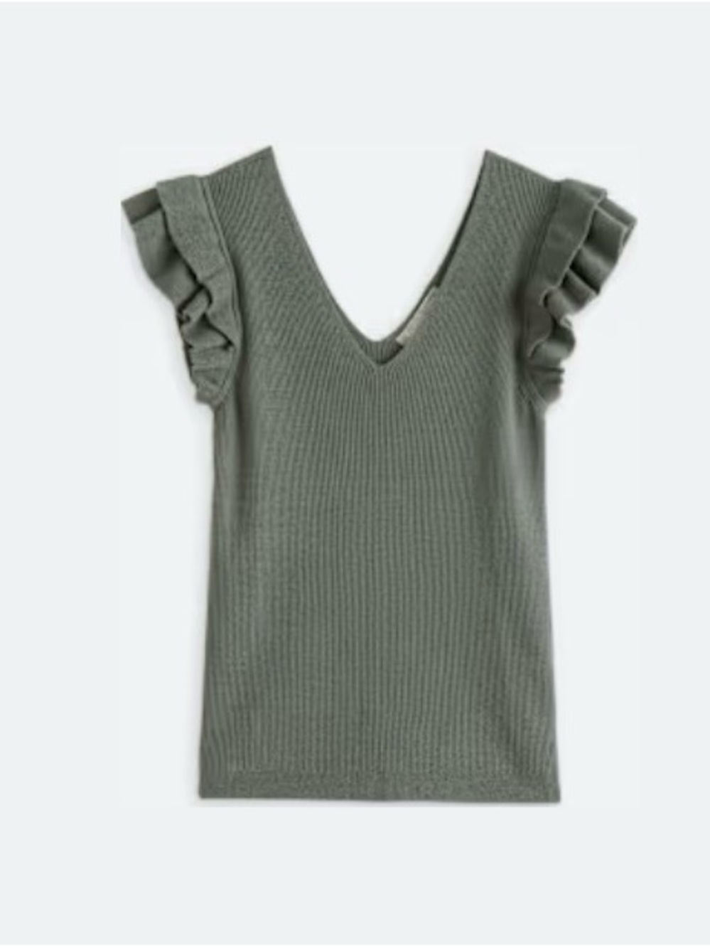 Daniel Rainn Flutter Sleeve Sweater Tank Olive Size Medium